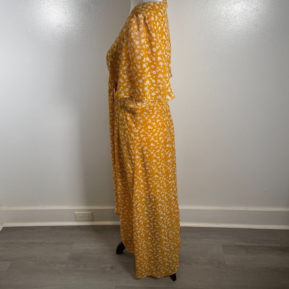 Lulus Midi Dress Women's XL Yellow Floral Print After Bloom Delight Button Front - Picture 6 of 15